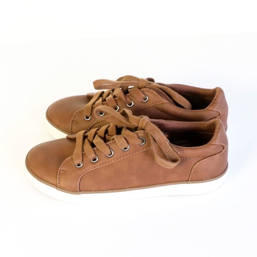 1901 Nordstrom new kids faux leather sneakers brown lace-up casual athleisure 2